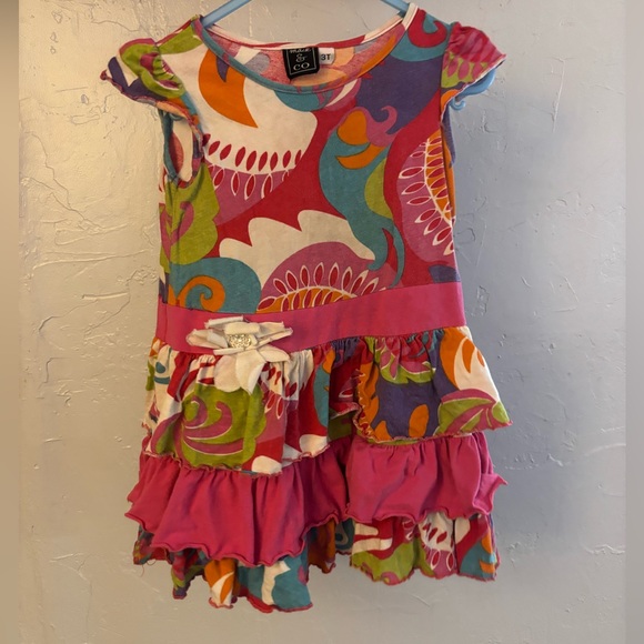 Mack & Co Other - Mack & Co Toddler Girl 3T Bright Floral Ruffle Dress with flower Accent